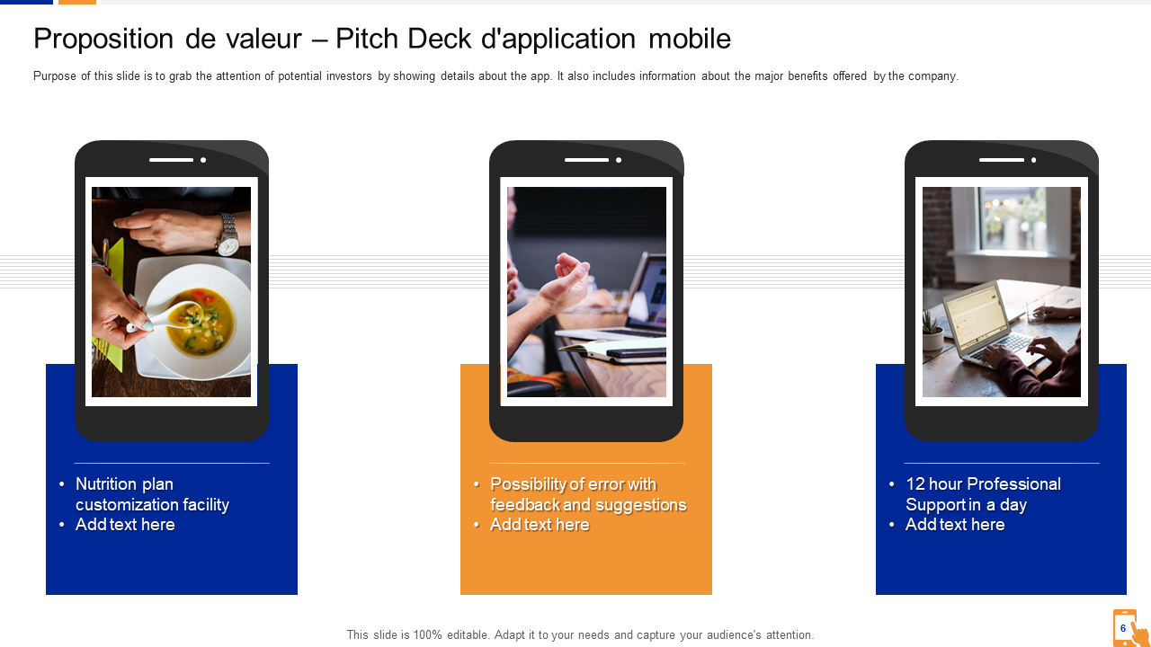 Proposition de valeur – Pitch Deck d'application mobile