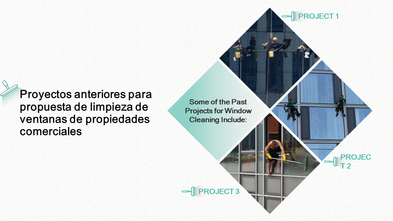 Proyectos anteriores para propuesta de limpieza de ventanas de propiedades comerciales 