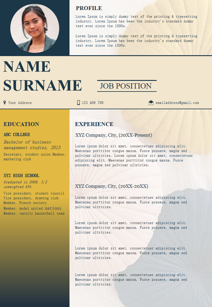 Resume Template with a Personal Profile Summary