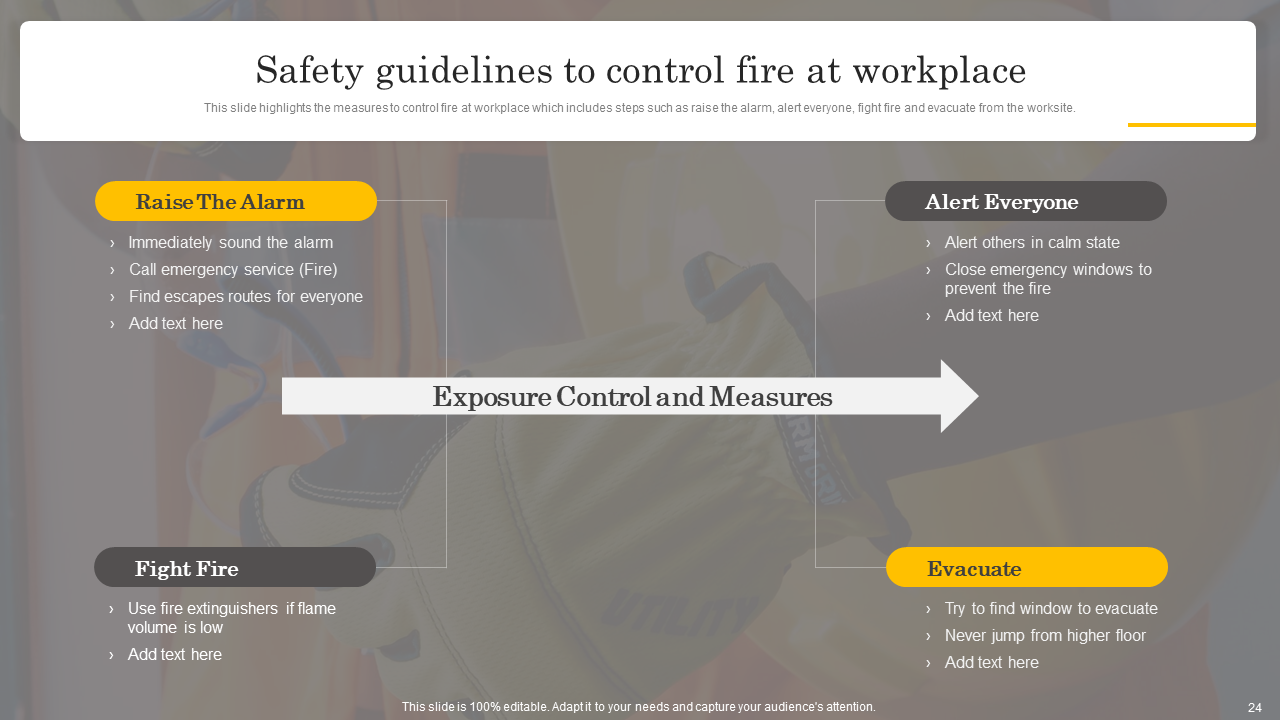 Safety guidelines to control fire at workplace