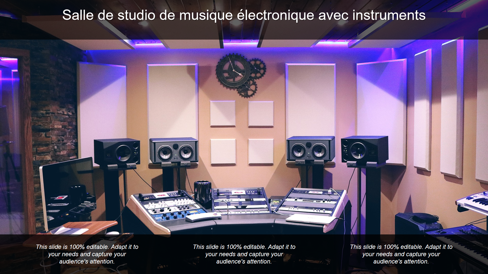 Salle de studio de musique électronique avec instruments