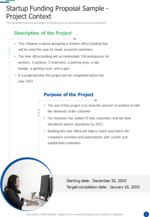 Startup funding proposal sample document report doc pdf ppt