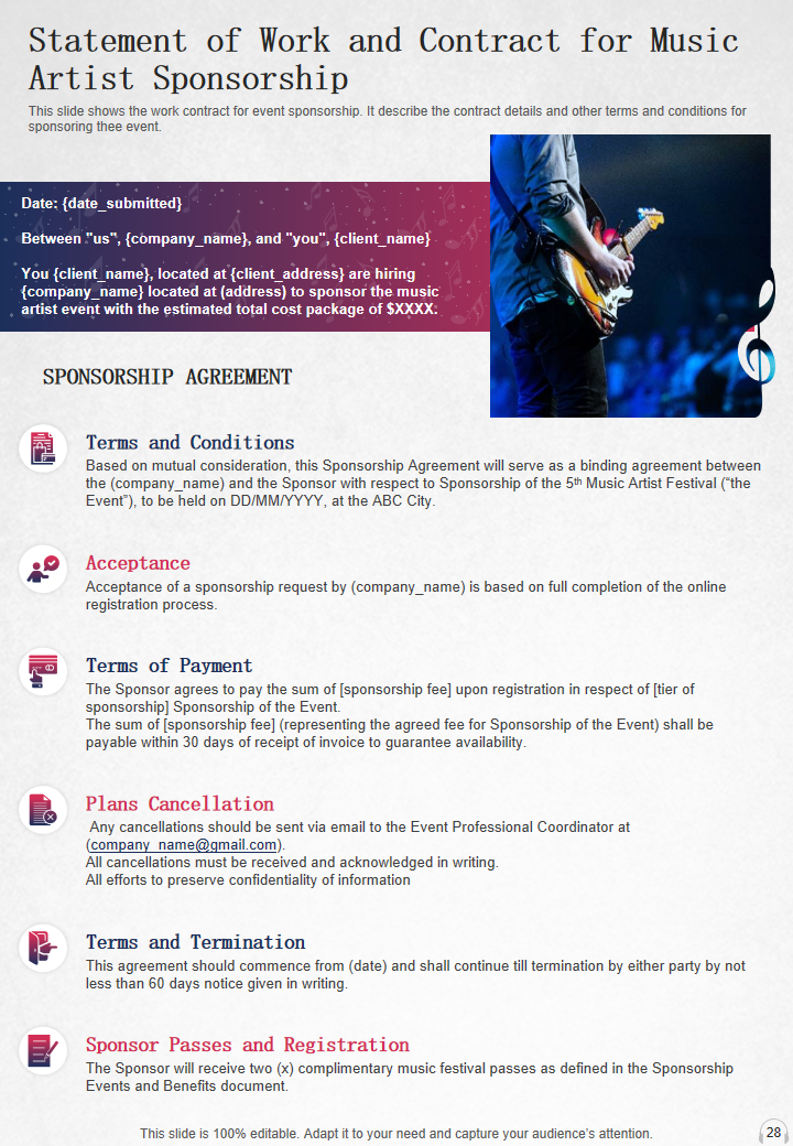 Statement of Work and Contract for Music Artist Sponsorship