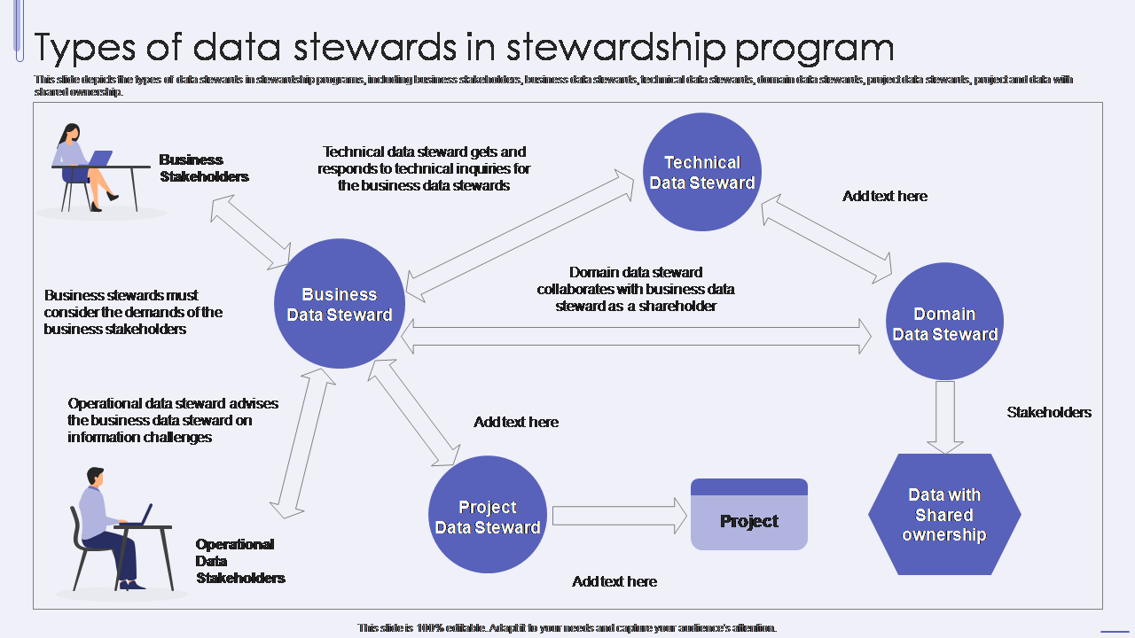 Types Of Data Stewards In Stewardship Program PPT Layouts Icons