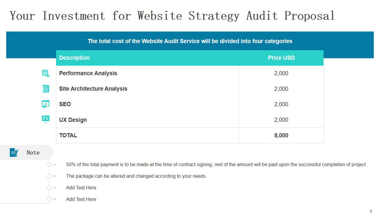 Your Investment for Website Strategy Audit Proposal