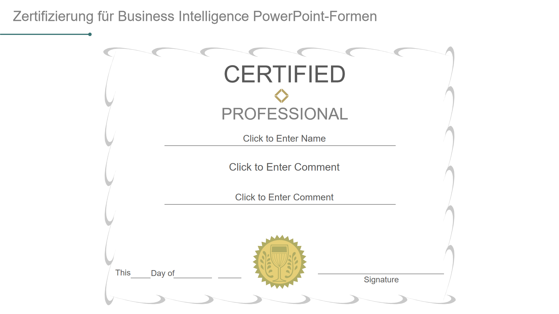 Zertifizierung für Business Intelligence PowerPoint-Formen