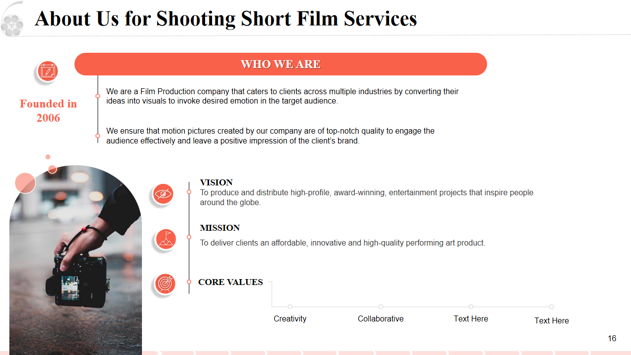 About Us for Shooting Short Film Services
