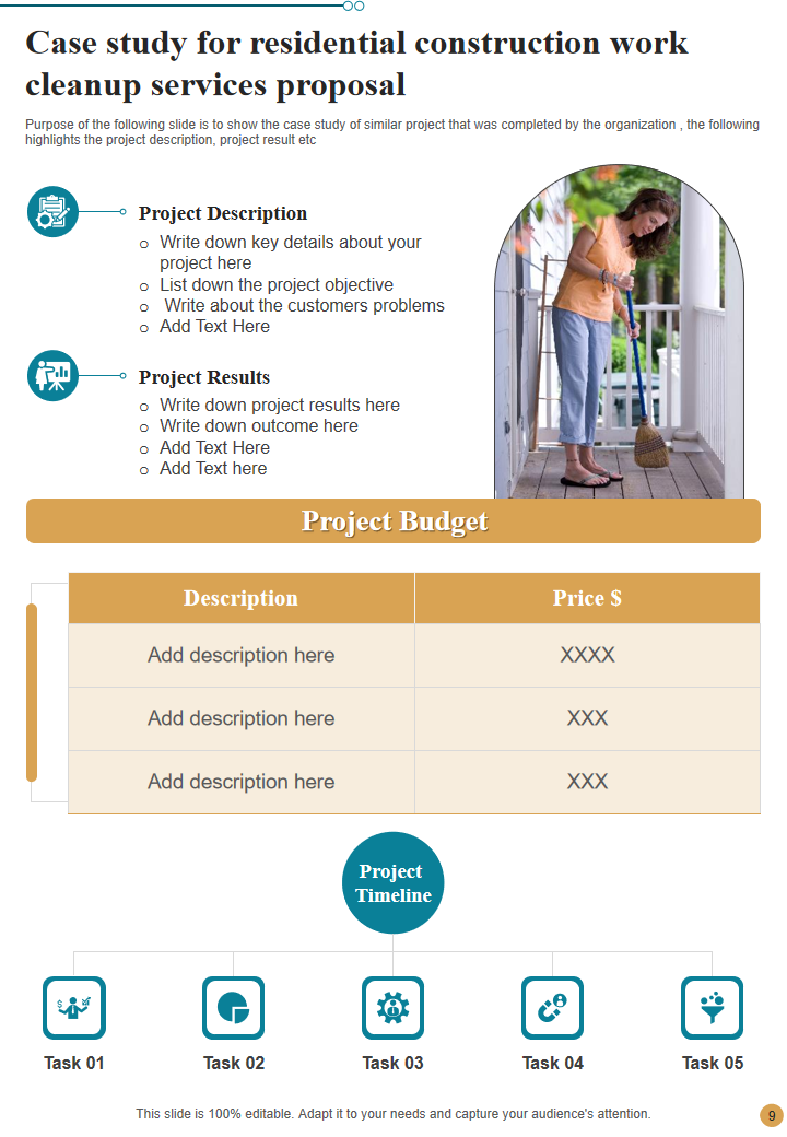 Case study for residential construction work cleanup services proposal