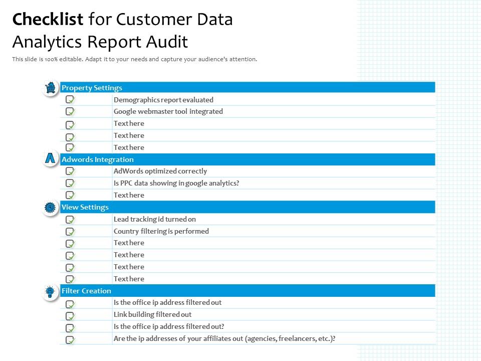 Checklist for Customer Data Analytics Report Audit