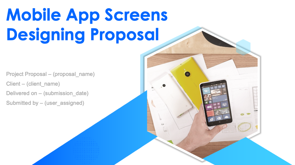 Cover Page for Mobile App Screens Designing Proposal