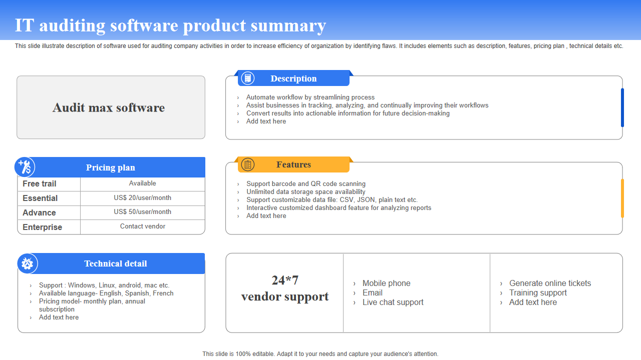 IT auditing software product summary