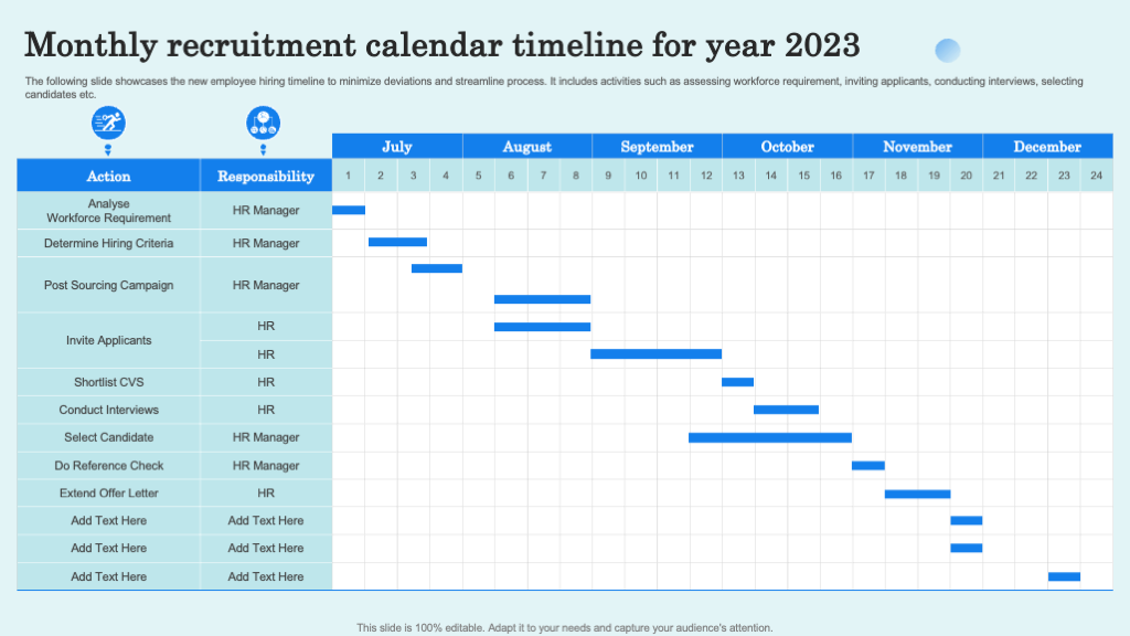 Monthly Recruitment Calendar Timeline