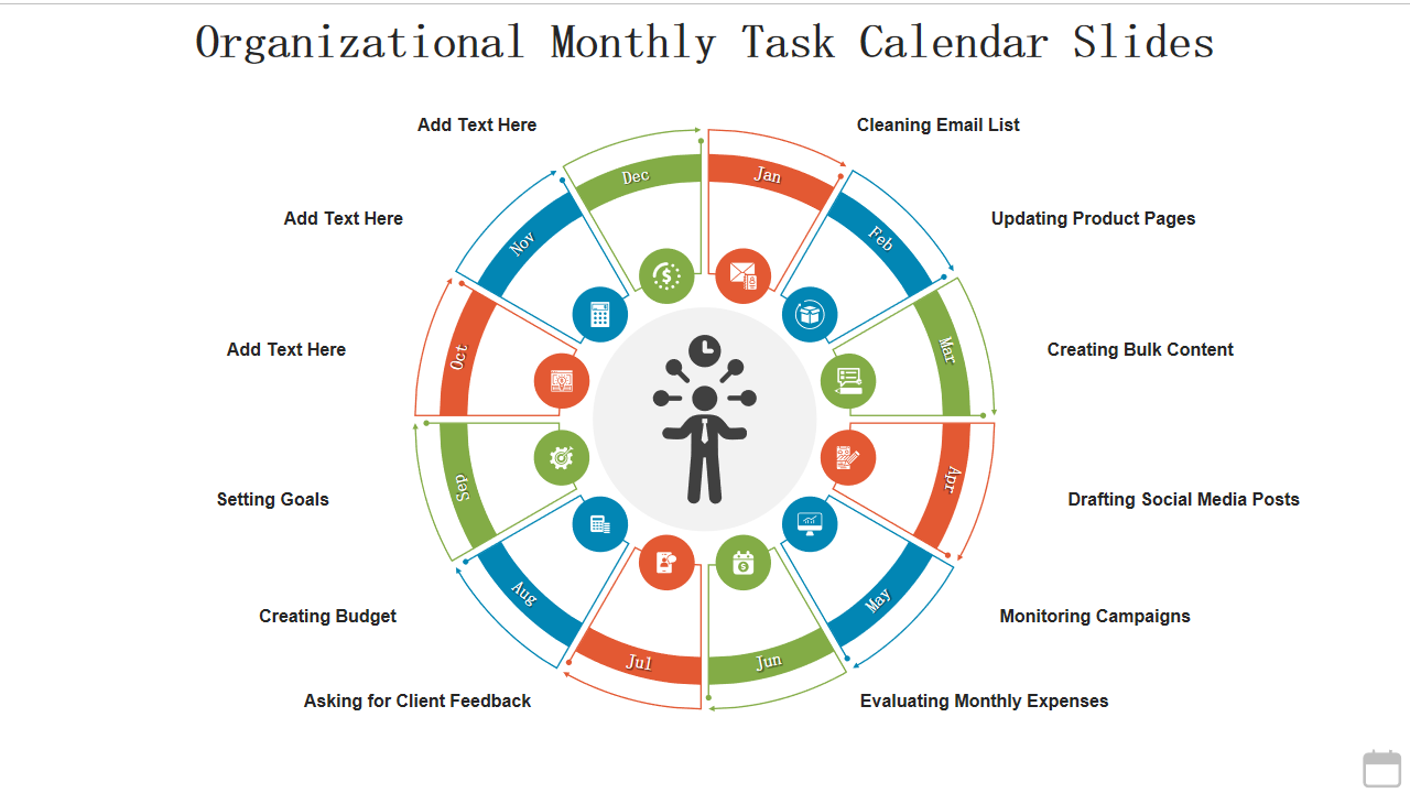 Organizational Monthly Task Calendar Slides