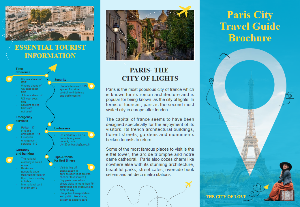 Paris City Travel Guide Brochure