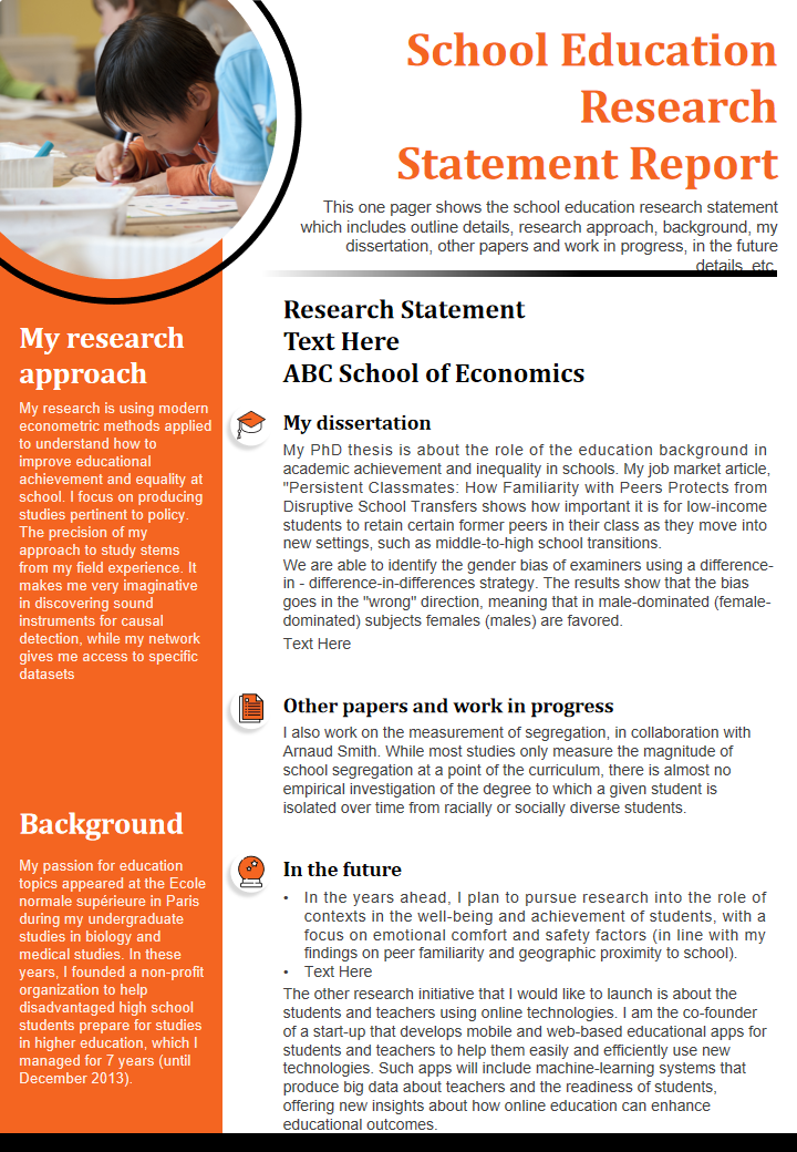 School Education Research Statement Report