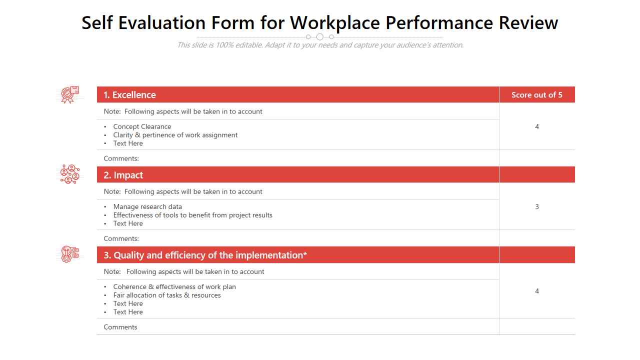 Self Evaluation Form for Workplace Performance Review