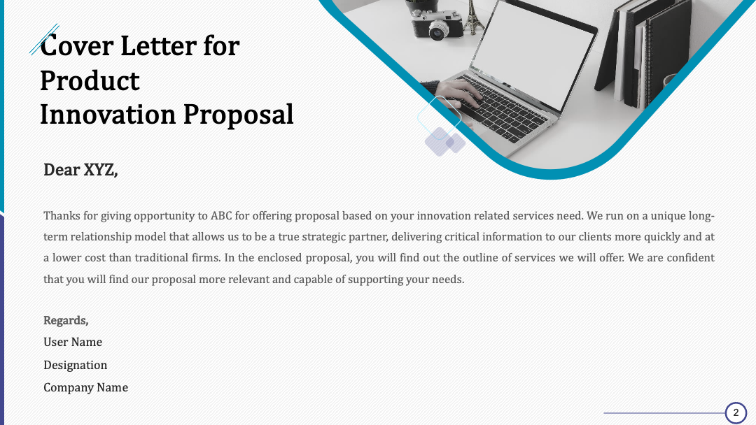 Template 1: Cover Letter for Product Innovation Proposal PPT Template 