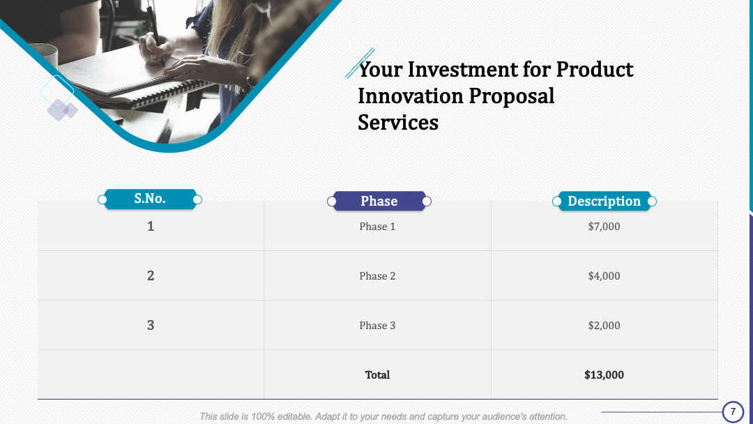 Template 5: Investment Plan for Product Innovation Services 