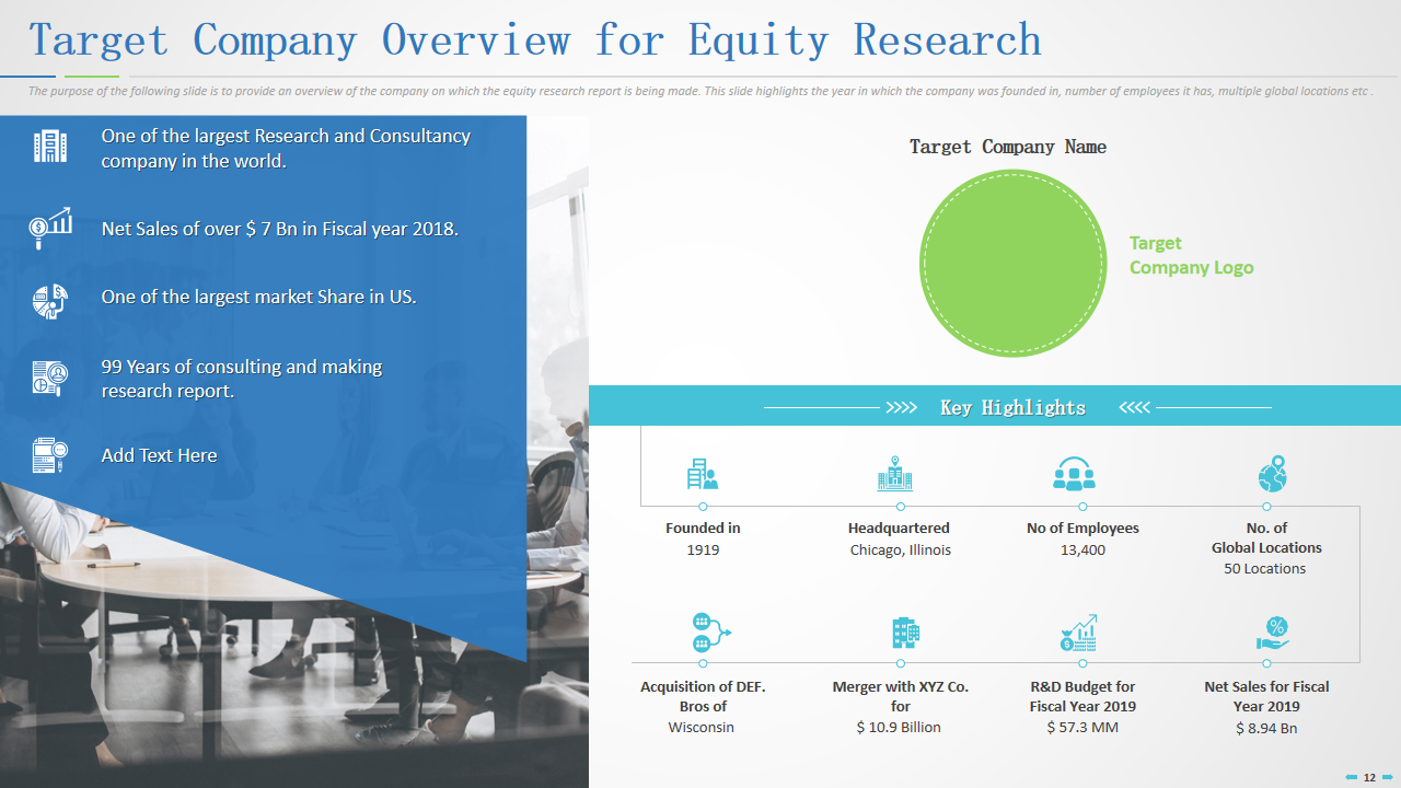 Target Company Overview for Equity Research