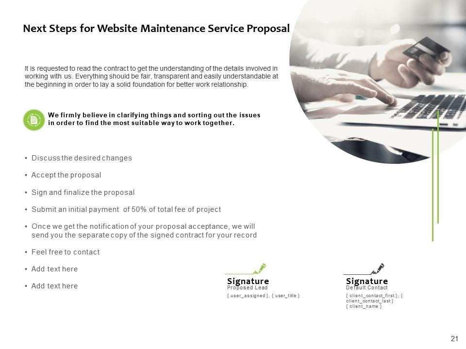 Next Steps for Website Maintenance Service Proposal