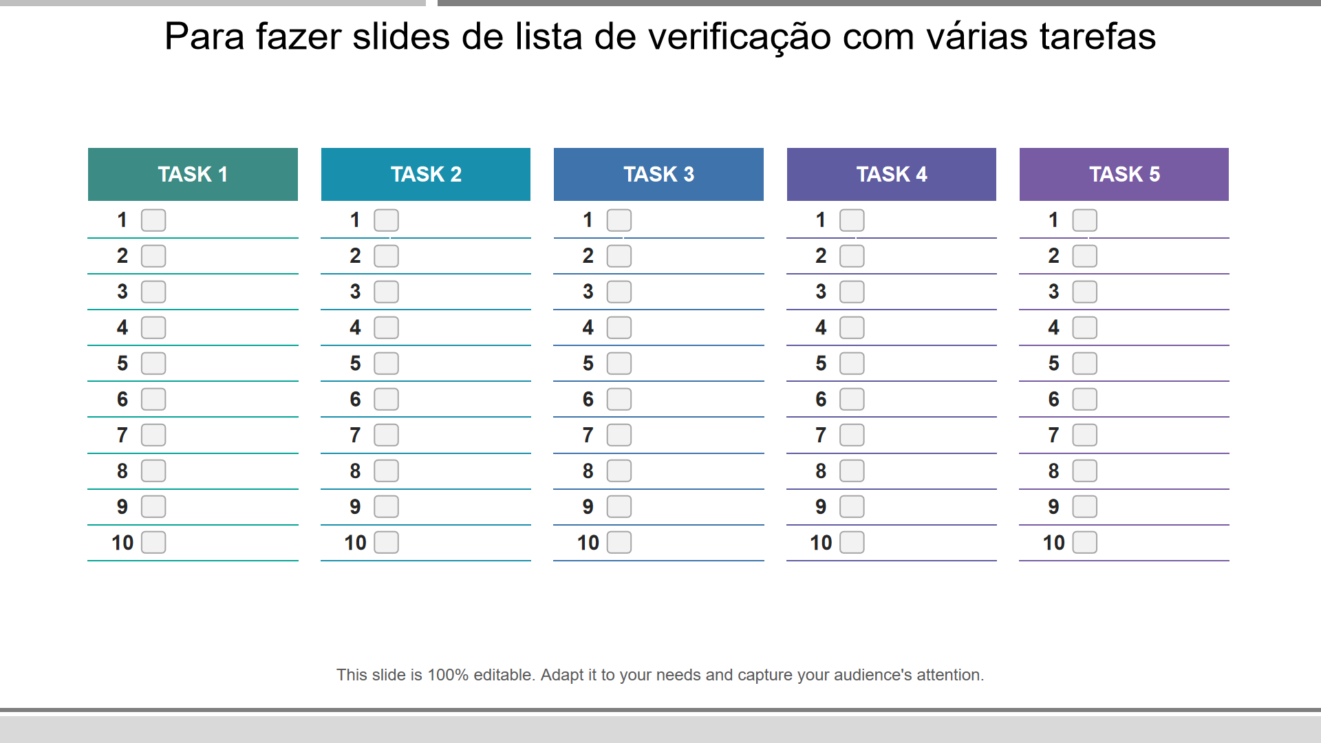 Para fazer slides de lista de verifica&ccedil;&atilde;o com v&aacute;rias tarefas