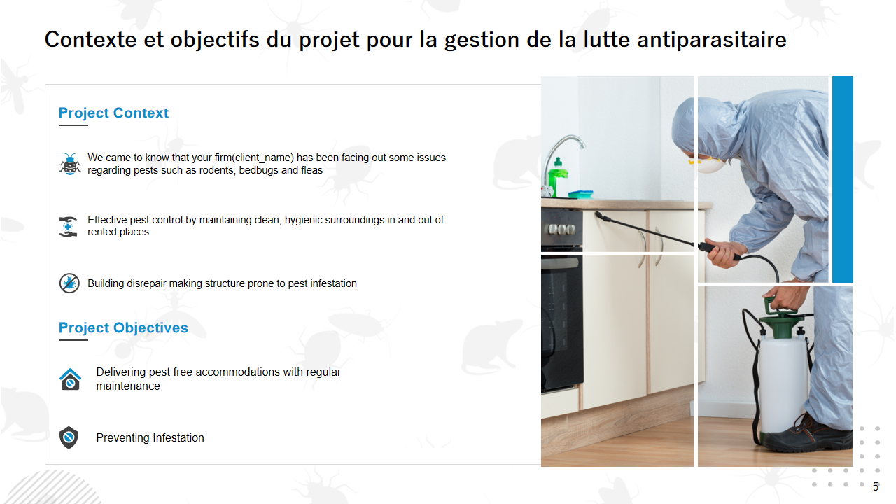 Contexte et objectifs du projet pour la gestion de la lutte antiparasitaire Contexte et objectifs du projet pour la gestion de la lutte antiparasitaire