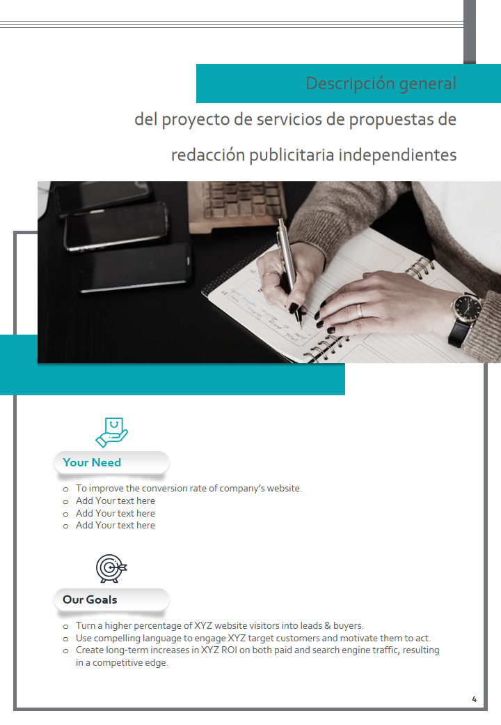 Descripci&oacute;n general del proyecto de servicios de propuestas de redacci&oacute;n publicitaria independientes