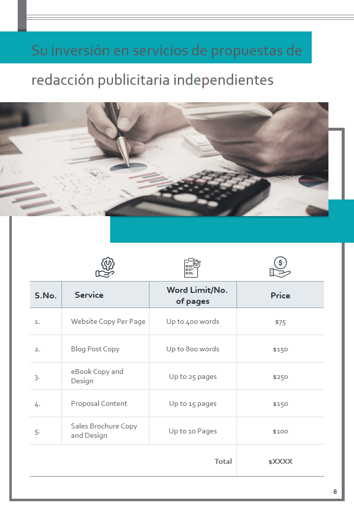 Su inversi&oacute;n en servicios de propuestas de redacci&oacute;n publicitaria independientes