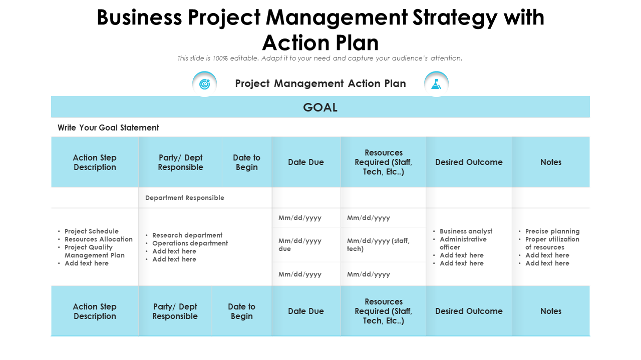 Business Project Management Strategy with Action Plan
