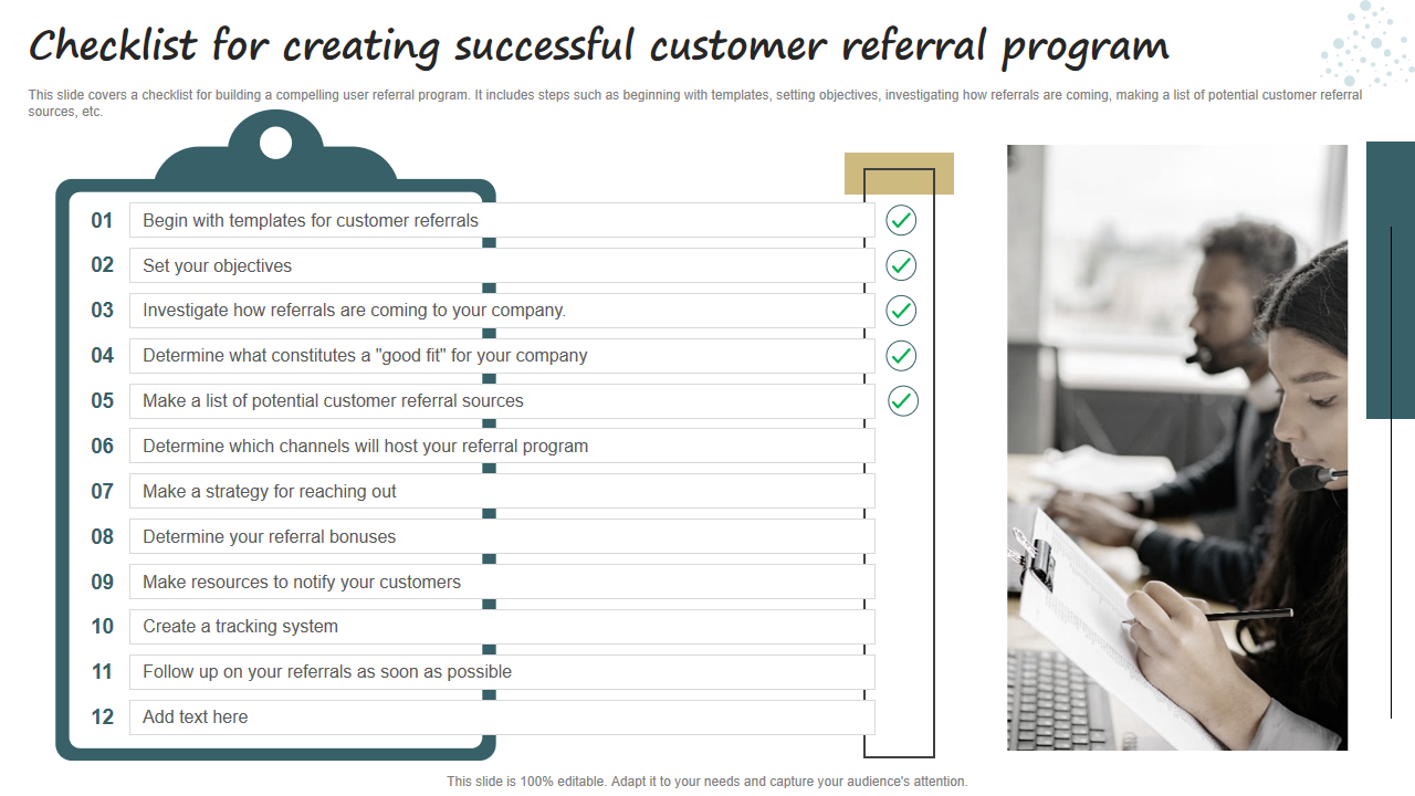 Checklist for creating successful customer referral program