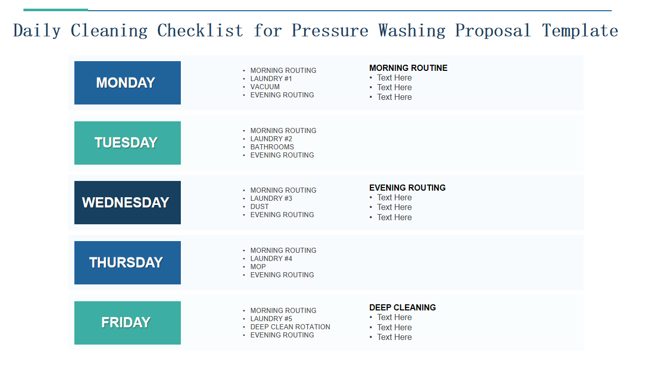 Daily Cleaning Checklist for Pressure Washing Proposal Template