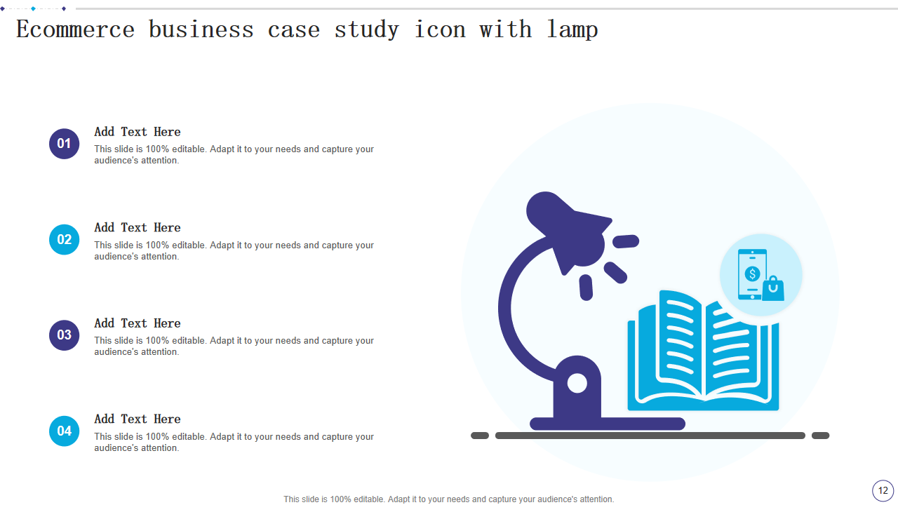 Ecommerce business case study icon with lamp