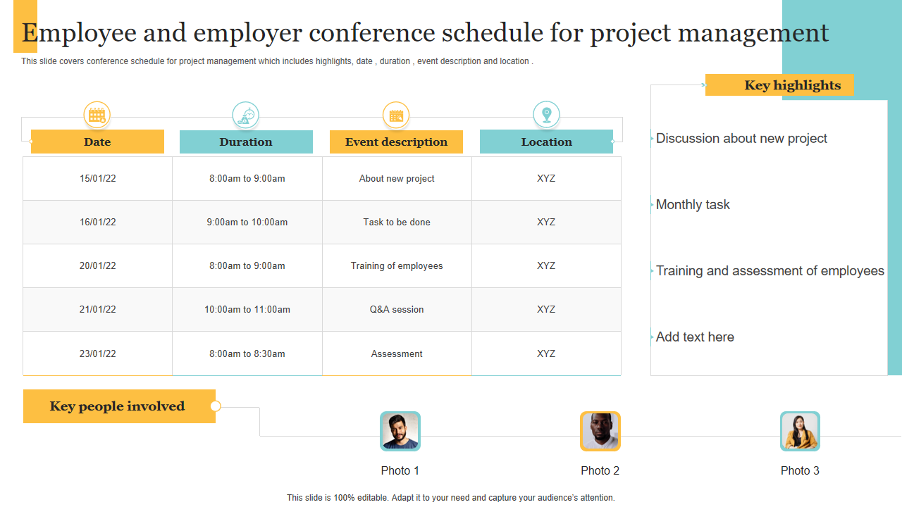 3 Day Conference Schedule for Business Event