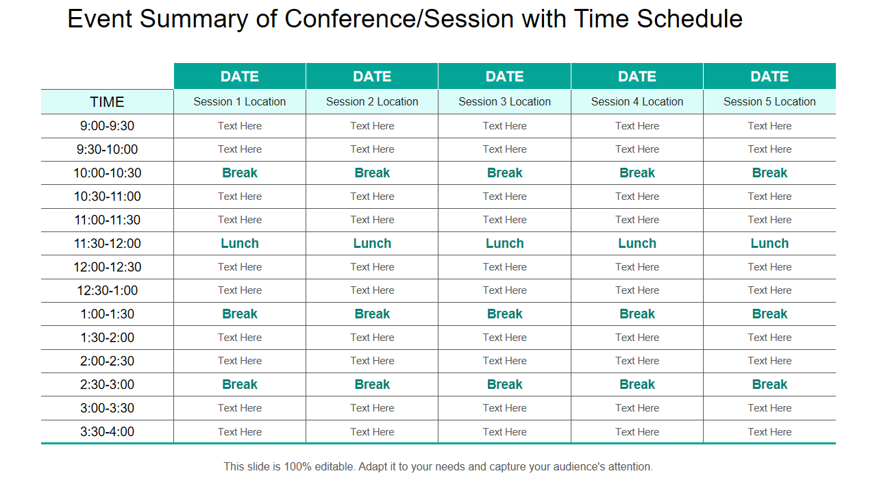 Event Summary of Conference Session with Time Schedule