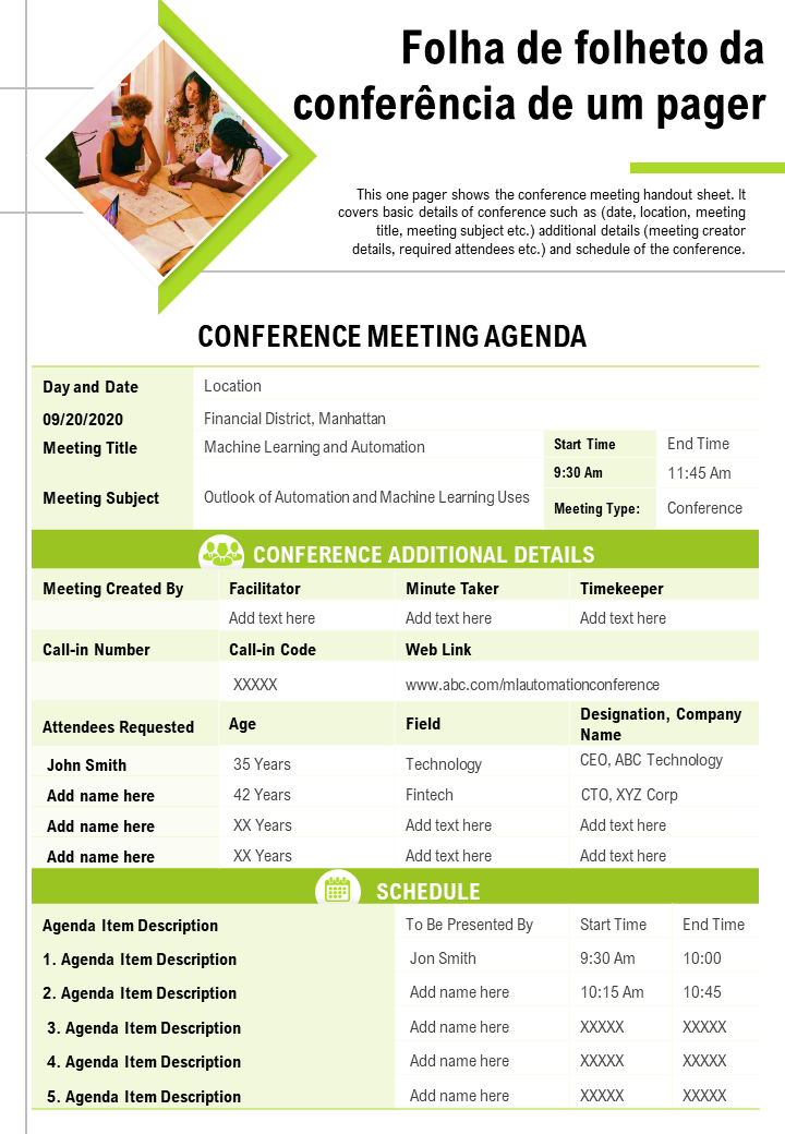 Folha de folheto da conferência de um pager Folha de folheto da conferência de um pager