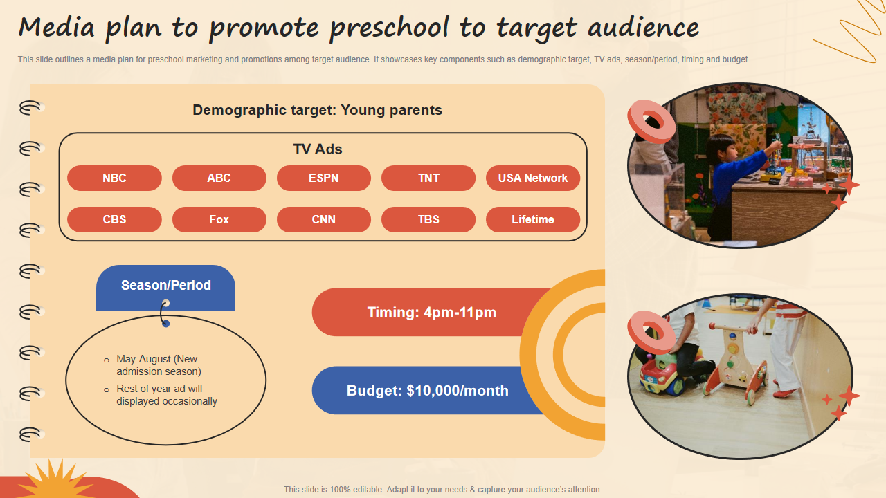 Media plan to promote preschool to target audience