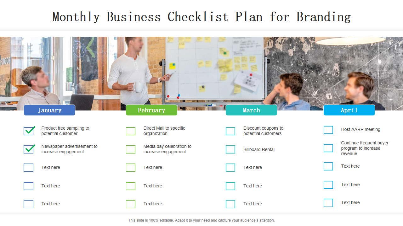 Monthly Business Checklist Plan for Branding