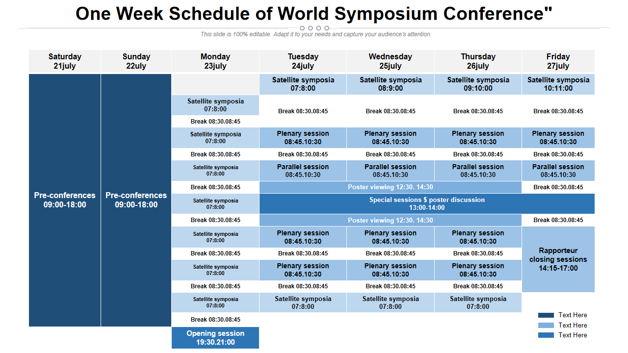 One Week Schedule of World Symposium Conference
