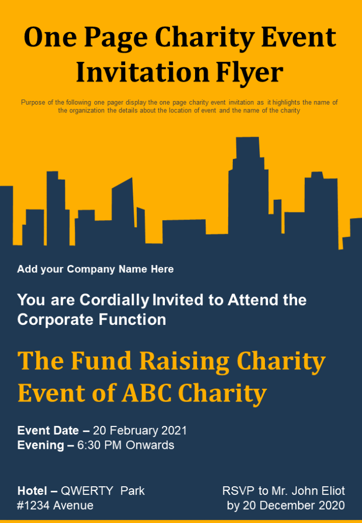 One-page Charity Event Flyer Template