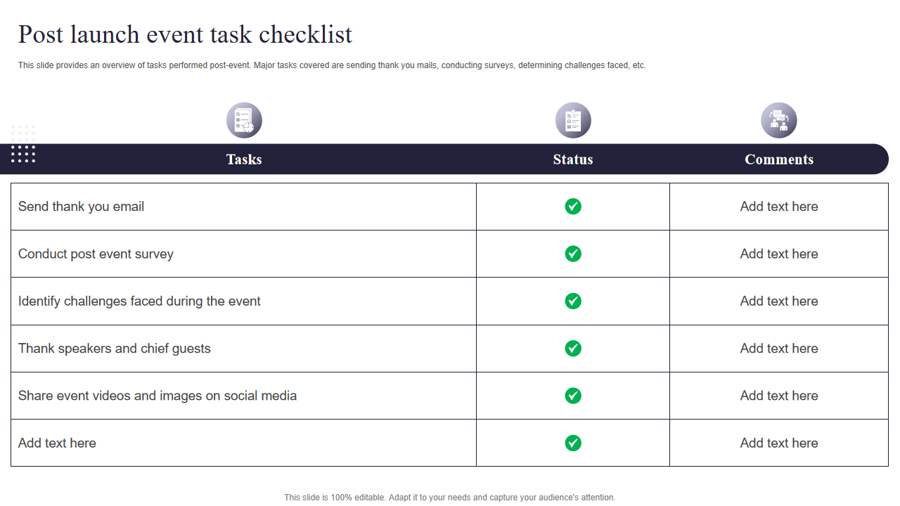 Post launch event task checklist