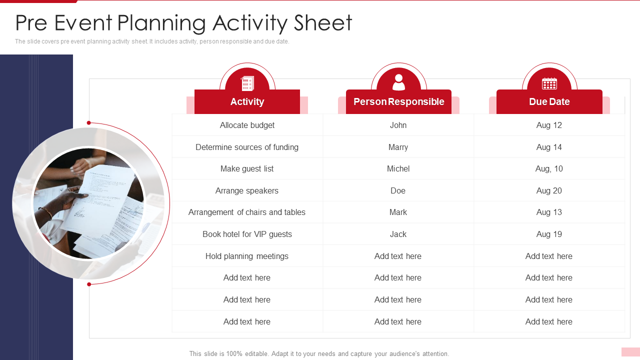 Pre Event Planning Activity Sheet