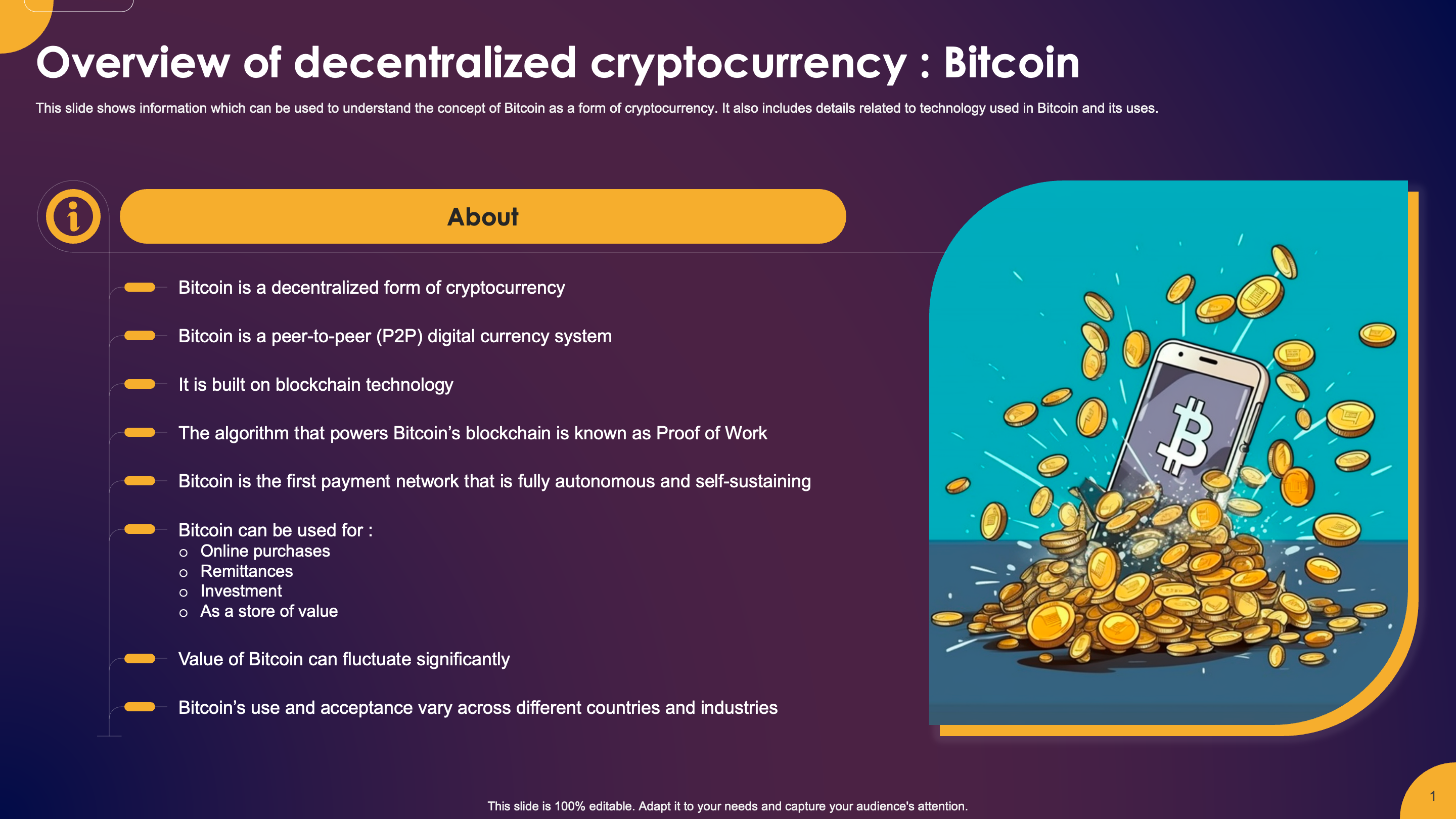 Overview of decentralized cryptocurrency : Bitcoin