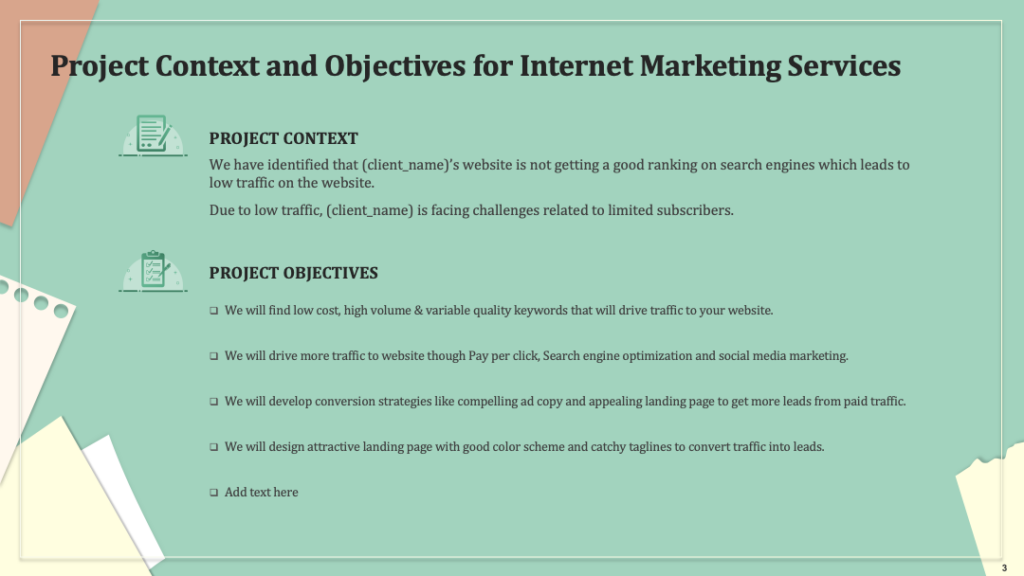 Project Context and Objectives PPT Template