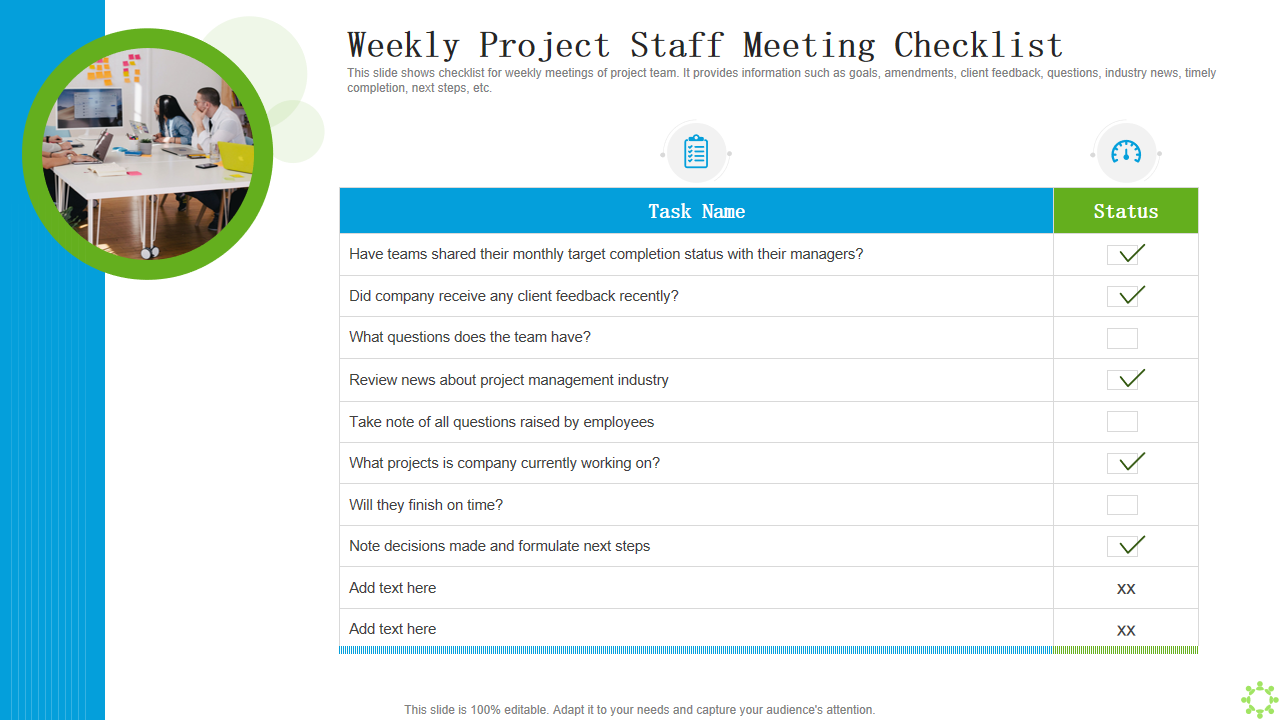 Weekly Project Staff Meeting Checklist