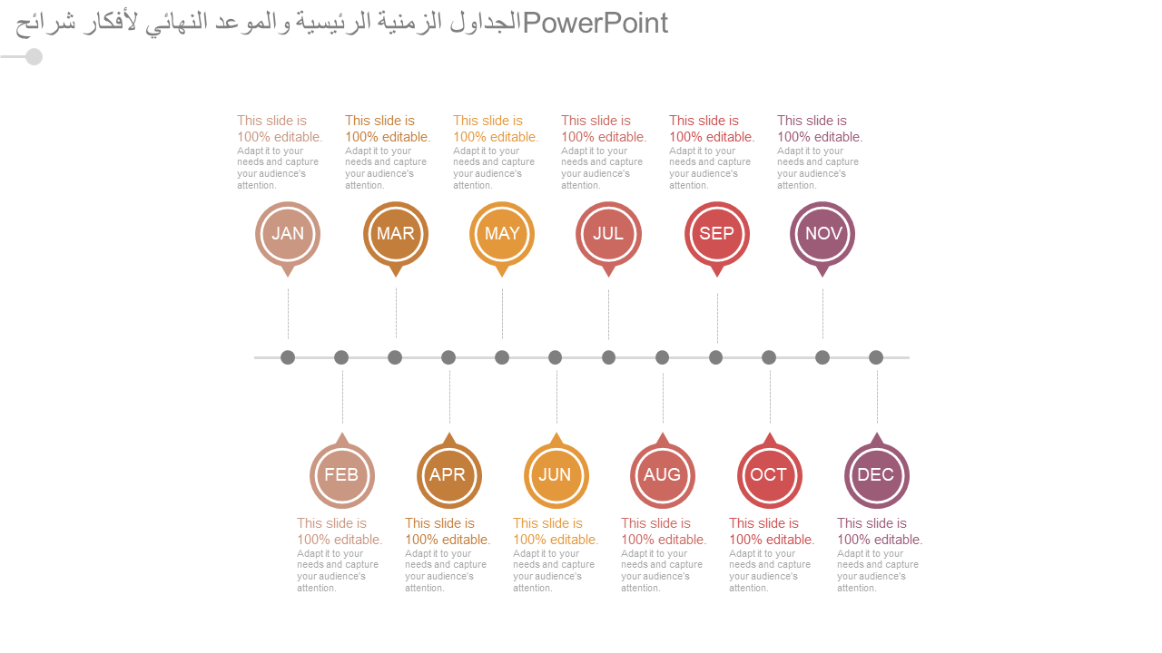 الجداول الزمنية الرئيسية والموعد النهائي لأفكار شرائح PowerPoint 