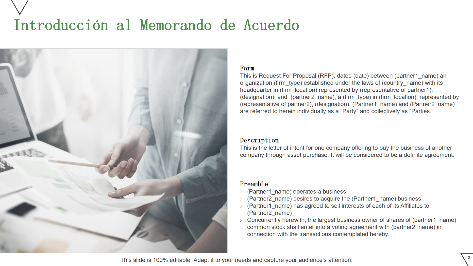 Introducción al Memorando de Acuerdo Introducción al Memorando de Acuerdo