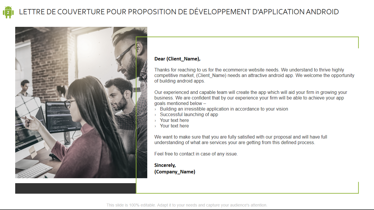 LETTRE DE COUVERTURE POUR PROPOSITION DE DÉVELOPPEMENT D'APPLICATION ANDROID