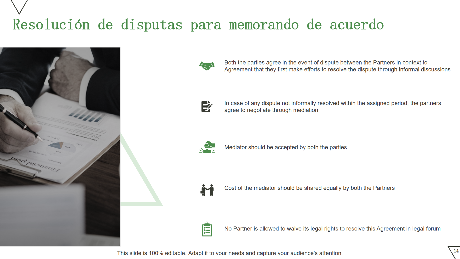 Resolución de disputas para memorando de acuerdo Resolución de disputas para memorando de acuerdo