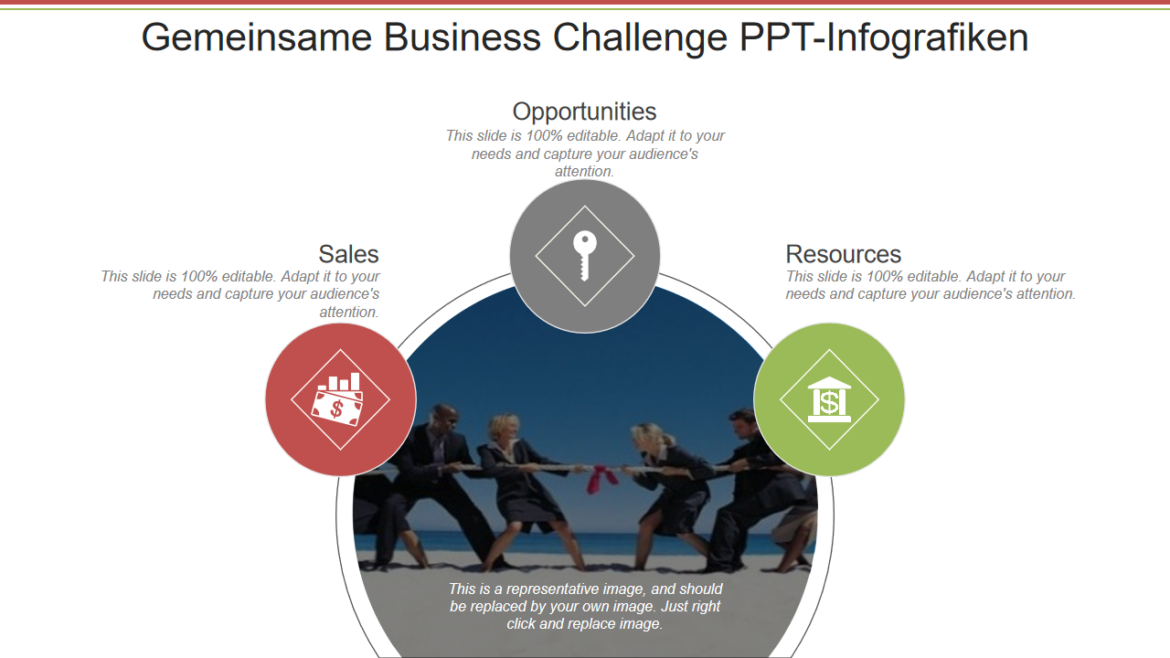 Gemeinsame Business Challenge PPT-Infografiken