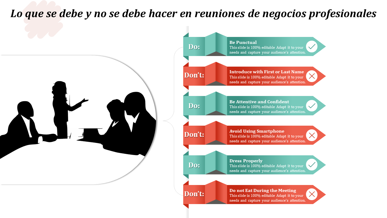 Lo que se debe y no se debe hacer en reuniones de negocios profesionales